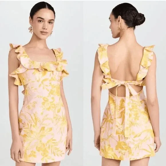 Zimmermann Golden Ruffle Minidress Size AU 0 / US 4